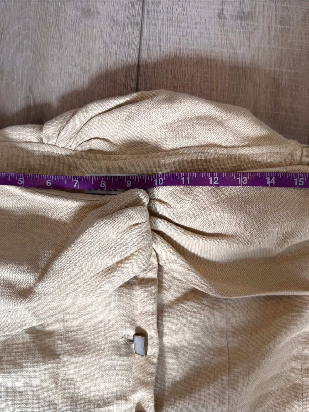 Zara Linen Off-Shoulder Cream Rock Button Front Top Sz S Office Date Natural - Picture 7 of 9
